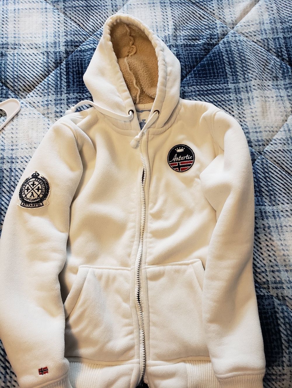 Off White Antarctica Logo Fleece Zip Hoodie
